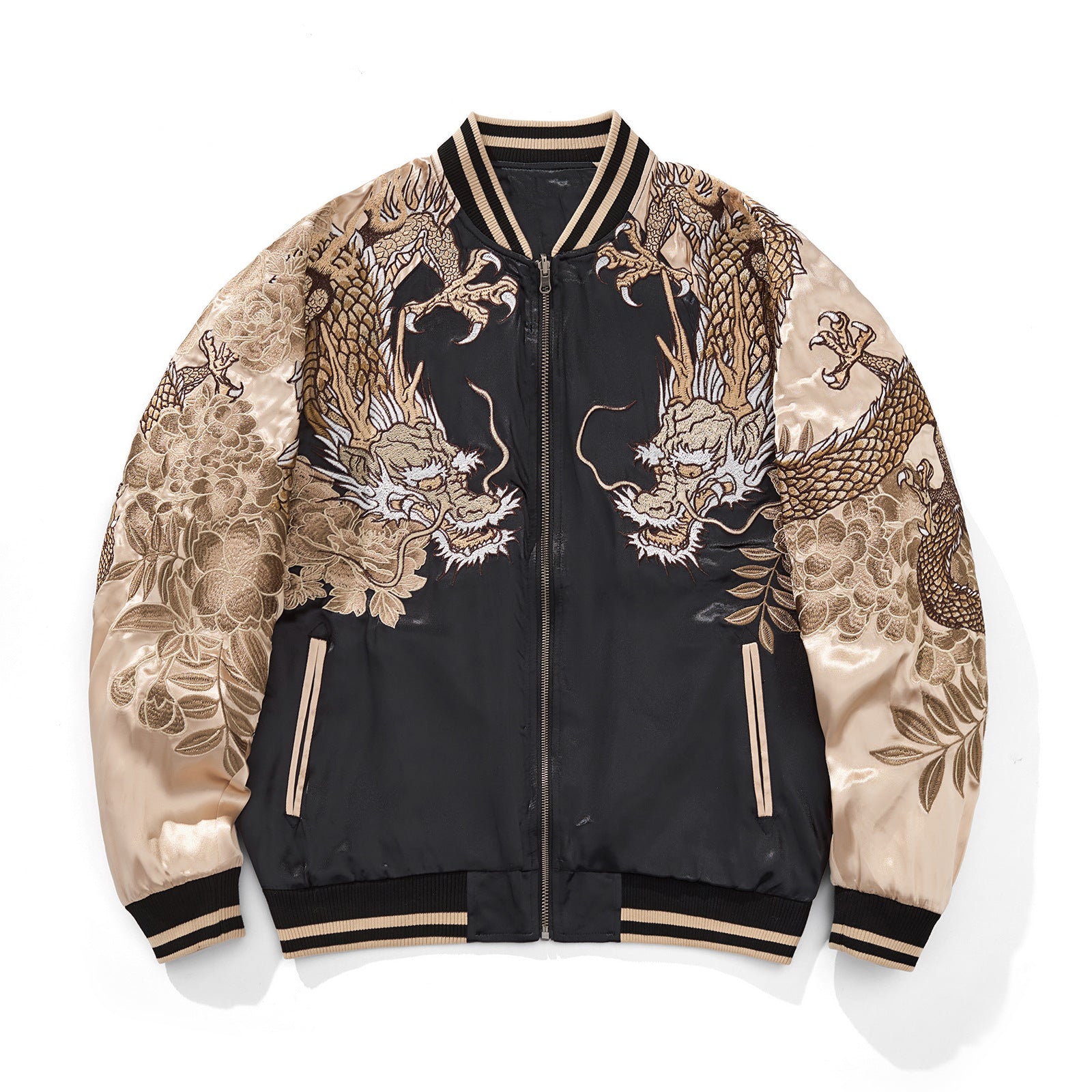 Mens Loose Fit Polyester Embroidered Chinese Style Jacket